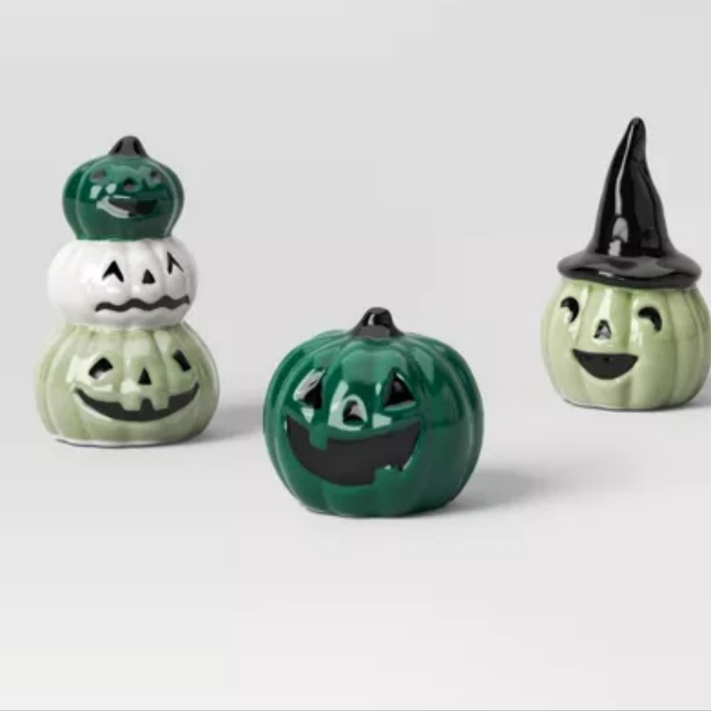 3pc Pumpkins Mini Mantle Ceramic Decorative Accent Set - Hyde and EEK! Boutique